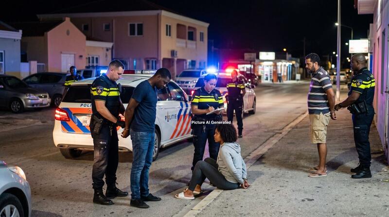 Tres persona detení despues di persekushon; polis a konfiská arma i otro artíkulonan