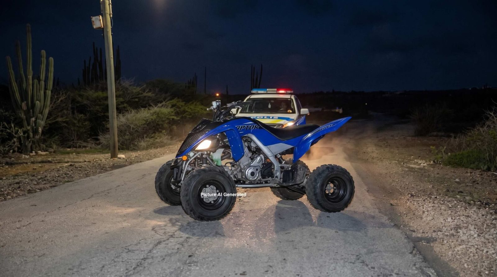 Persekushon ku quad/raptor ta resultá den dos detenshon
