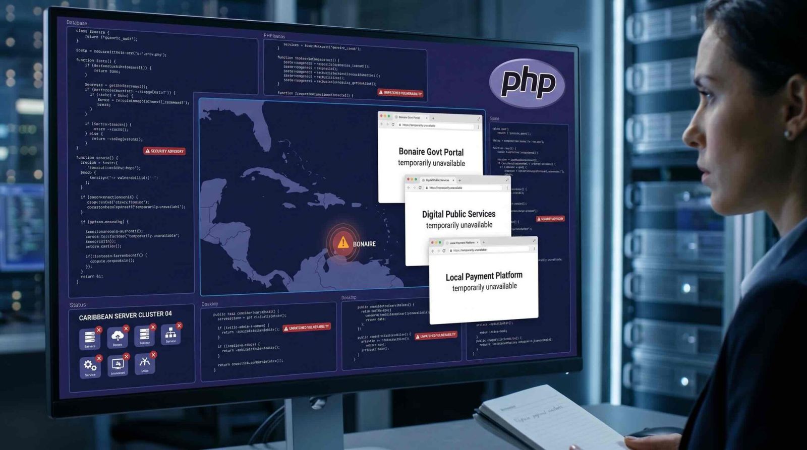 Varios wèpsait na Boneiru temporalmente offline pa motibu di preokupashon di seguridat di PHP